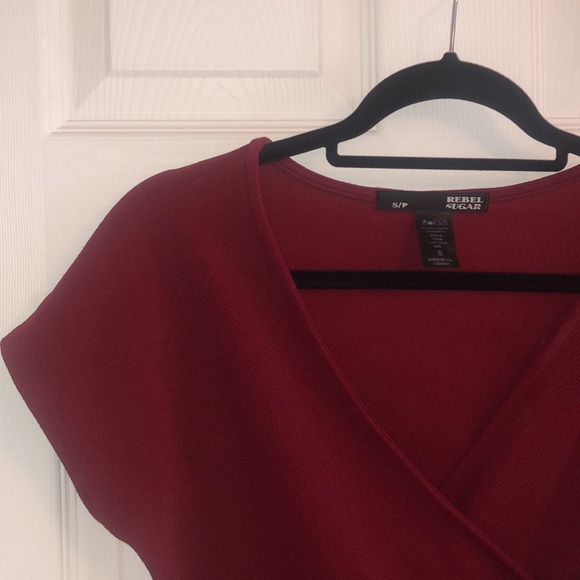 Red Faux Wrap Dress - Picture 5 of 5